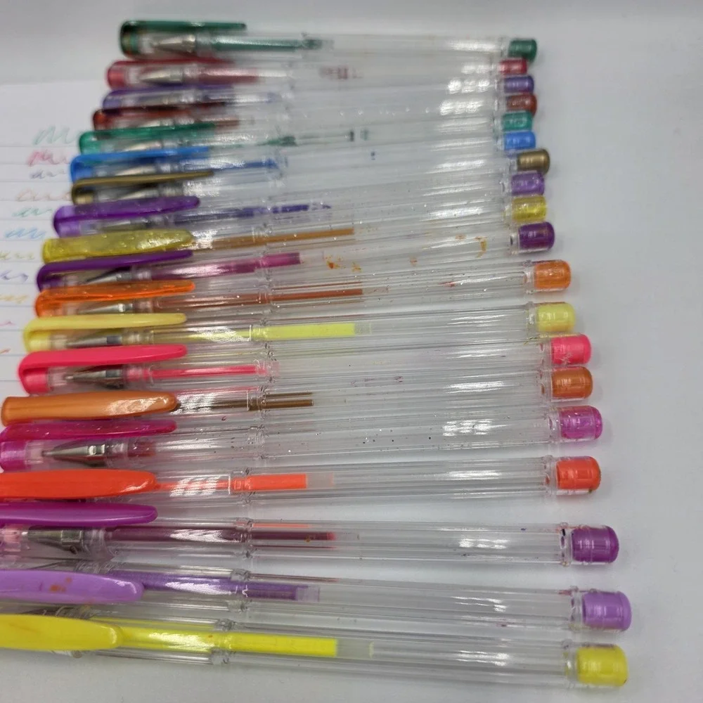 19~Metallic Gel Pens w/Lids Sparkle &‎ Matte Multi-Colors Variety Teacher Set